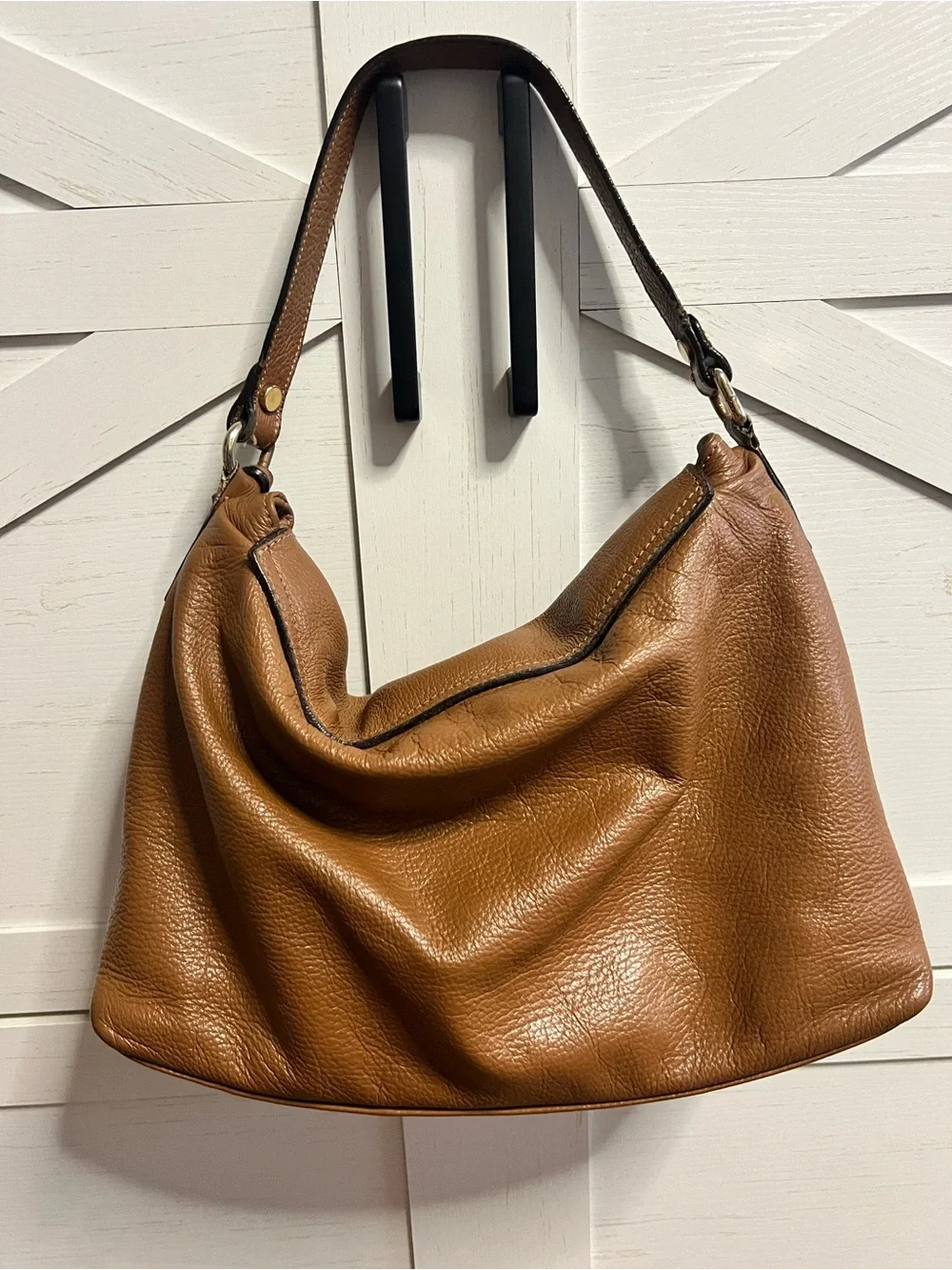 Alessandro Mari Italian Brown Leather Slouchy Hobo Bag Handbag Purse